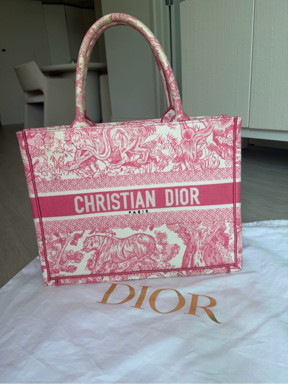 Dior Medium Pink and Cream Book Tote